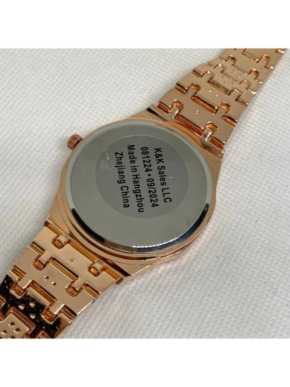 Bling iced men watch rose gold tone 41mm date indicator quartz up to 8” running